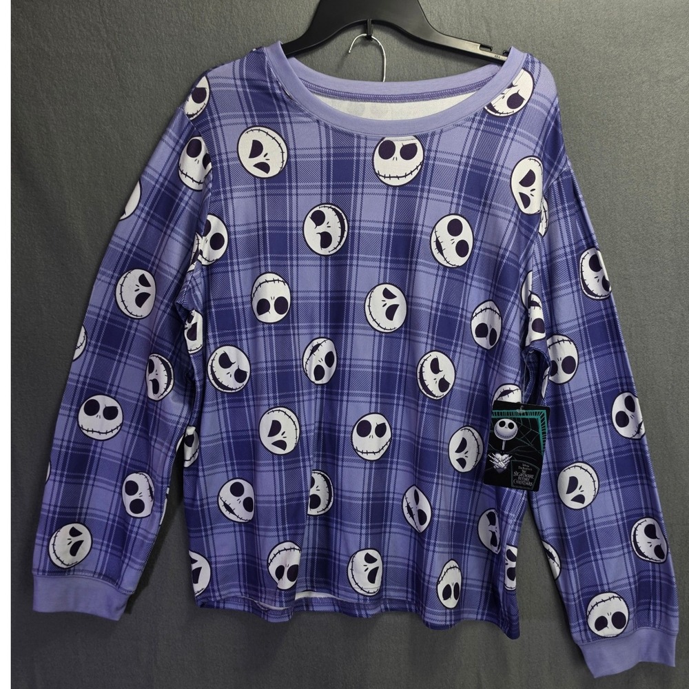 Disney Nightmare Before Christmas Jack Skellington Pajama Set Purple Plaid 1XL